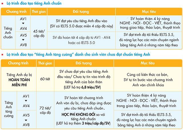 UEF xây dựng chương trình tiếng Anh tiên tiến, phù hợp với nhiều trình độ khác nhau